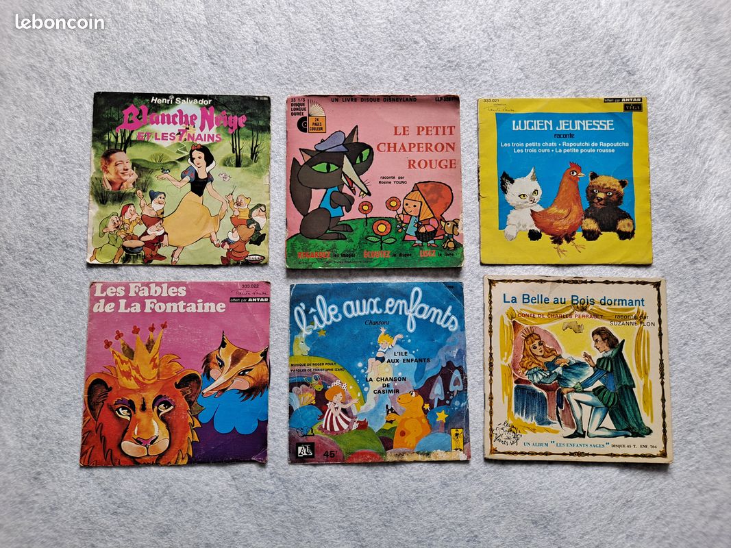 Lot de 6 disques vinyles - 45 tours - Contes classiques pour enfants (image 1)