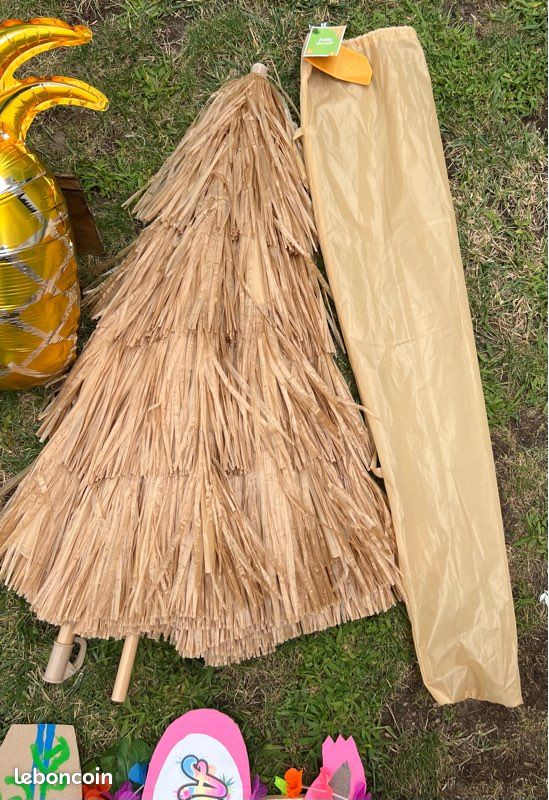 Parasol en paille Anniversaire tahitien décoration hawaïenne deco Tahiti parasol paille (image 12)