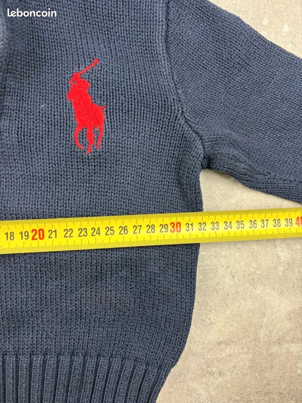 Polo Ralph Lauren Pull col montant zippé bleu marine enfant Taille 3 Ans Garçon Coton #R368 (image 8)