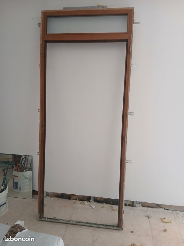 Porte entrée en chêne avec imposte vitrée (image 2)