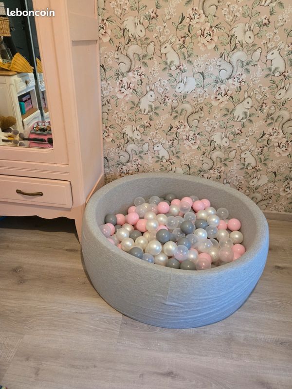 Aire De Jeux En Mousse Avec Rond Piscine à Balles Pour Enfants Rose Beige Pastel Rose Poudre Perle Piscine 200 Balles Version 4 34268