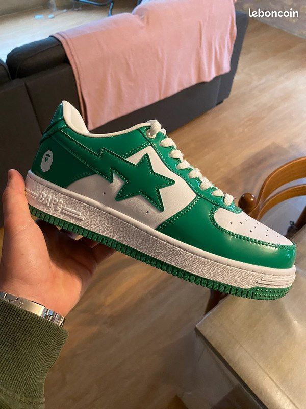 Patent Leather Green Bape Shoes A BATHING APE® Bape Road Sta