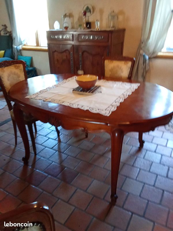 Belle table marqueterie merisier (image 2)
