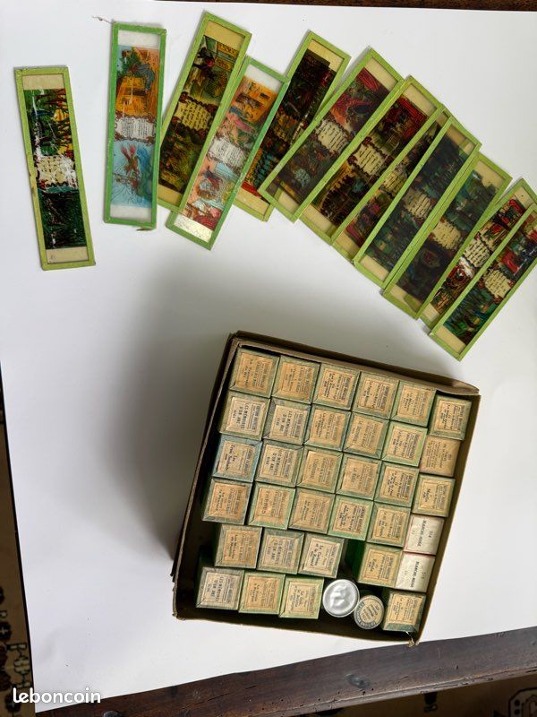 Collection Complète De 12 Diapositives Anciennes Tom Pouce Pour Lanterne Magique – Série Primus Circa 1890
