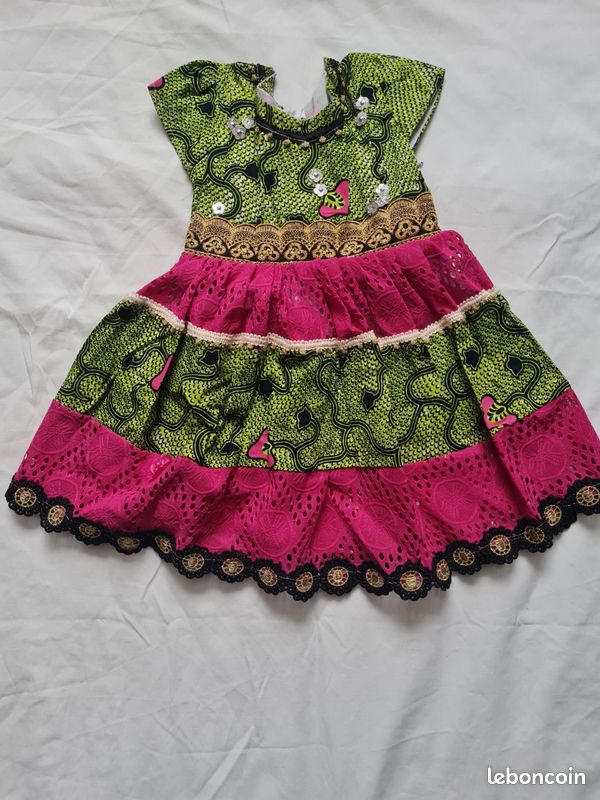 Robe fête de l Aïd/ robe africaine fillette/brodée/ bazin Vêtements