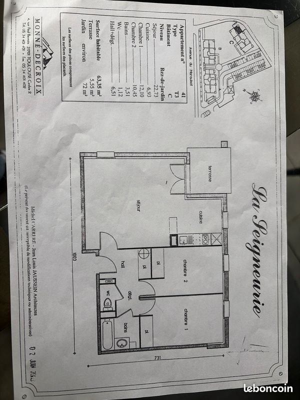 Appartement 3 pièces 63 m² · à Tournefeuille · 63,4 m² · 228 000 €