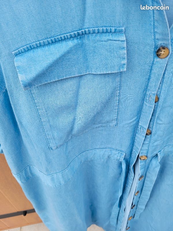 Robe jean Claire 48/50 Kiabi neuve Boutons ouverture entièrement coton légère fluide (image 3)