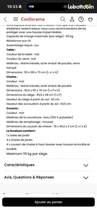 Table et chaises jardin (image 10)
