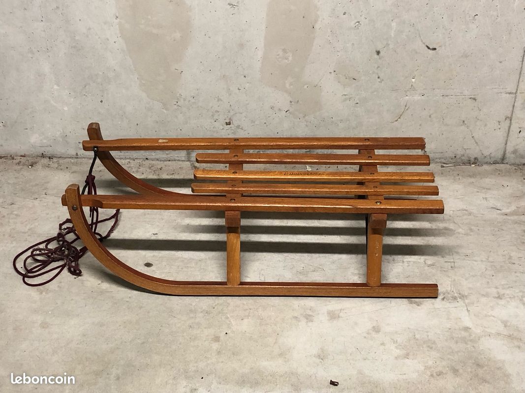 Ancienne Luge Davos En Bois, Pour La Déco Ou Glisse Vintage !