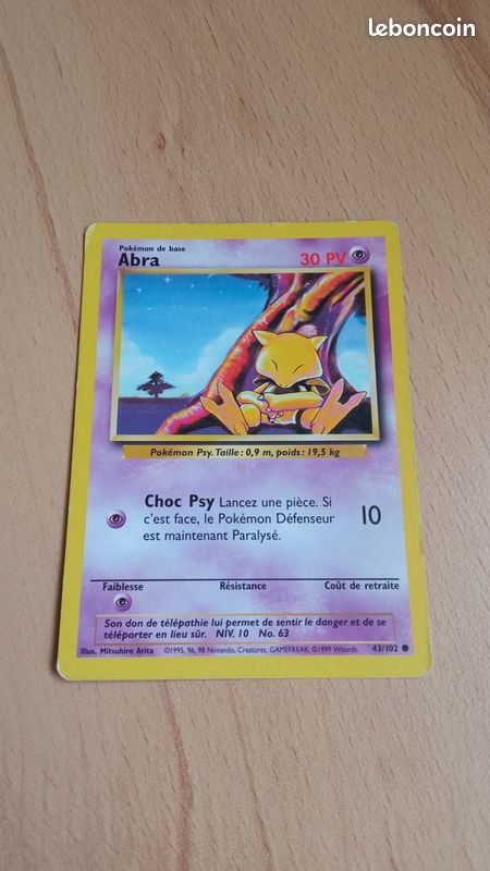 abra pokemon card 43 102 43/102 Pokmon Karte Trdelfuchs Vintage Shop Retreat Cost PSA 8 - Pokemon Card