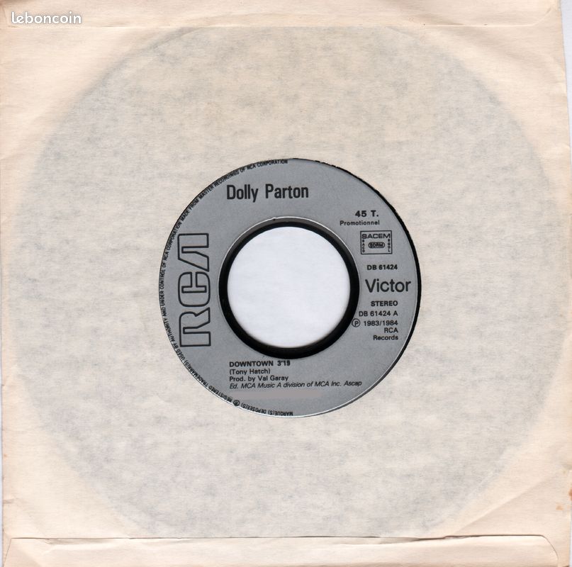 Dolly Parton - Downtown - The Great Pretender - Vinyle 45T 7", MCA Music/RCA DB 61424 B, 1984 (image 1)