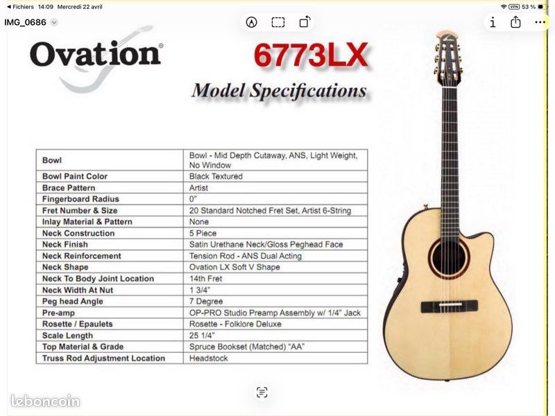 Ovation crossover Artist lx 6773 -4 Nylon (image 11)