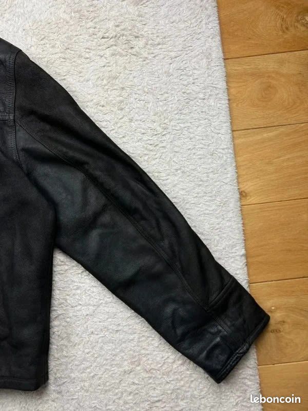Blouson cuir vintage Bestway marron foncé poches inclinés taille L homme (image 10)
