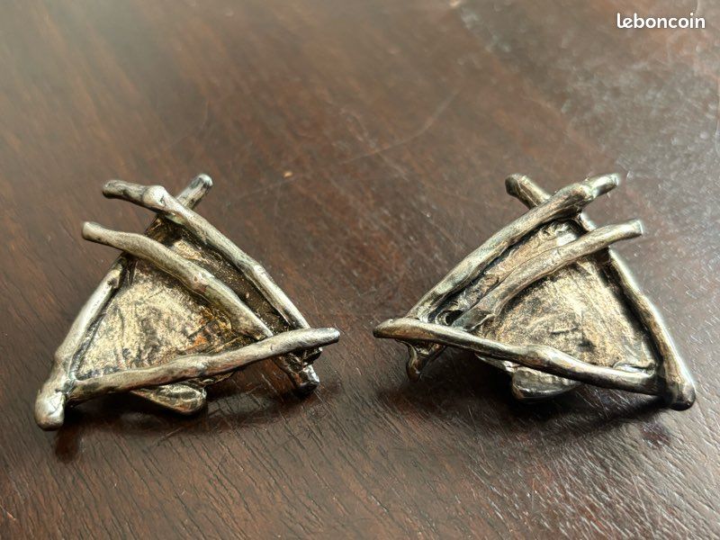 Boucles D'oreilles Vintage En Métal Doré - Marque Micris - Occasion (état à Vérifier)