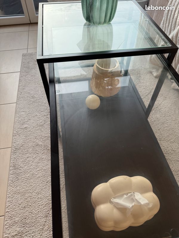 Table basse vitrée noire (image 3)