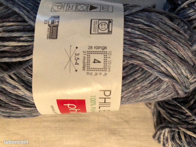 3 Pelotes De Laine Phildar Coloris Jean - Occasion