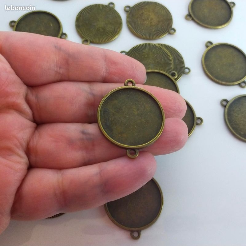 20 connecteurs support à cabochon bronze 25mm Lot n°5588 (image 3)