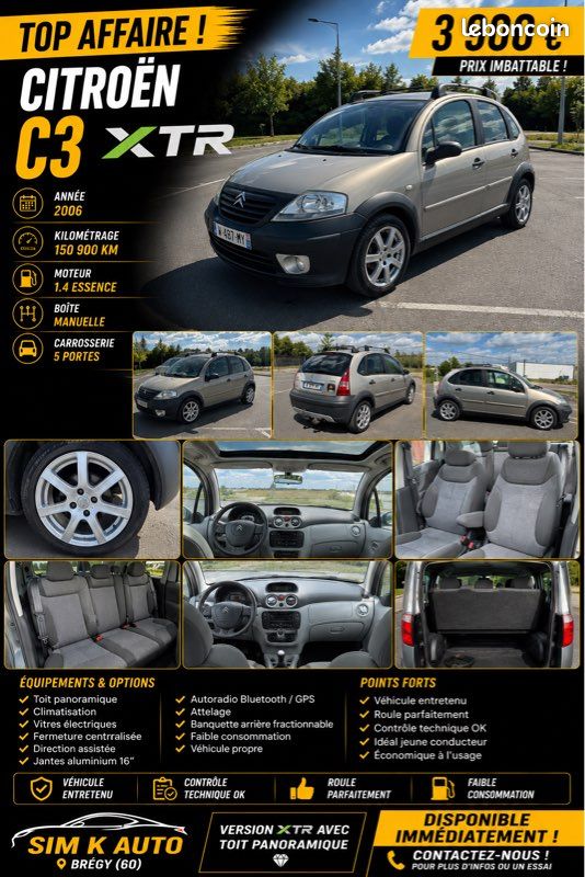 Citroën C3 XTR 1.4 Sensodrive – 88 ch – 2004 – 156 000 km – Boîte auto (image 15)