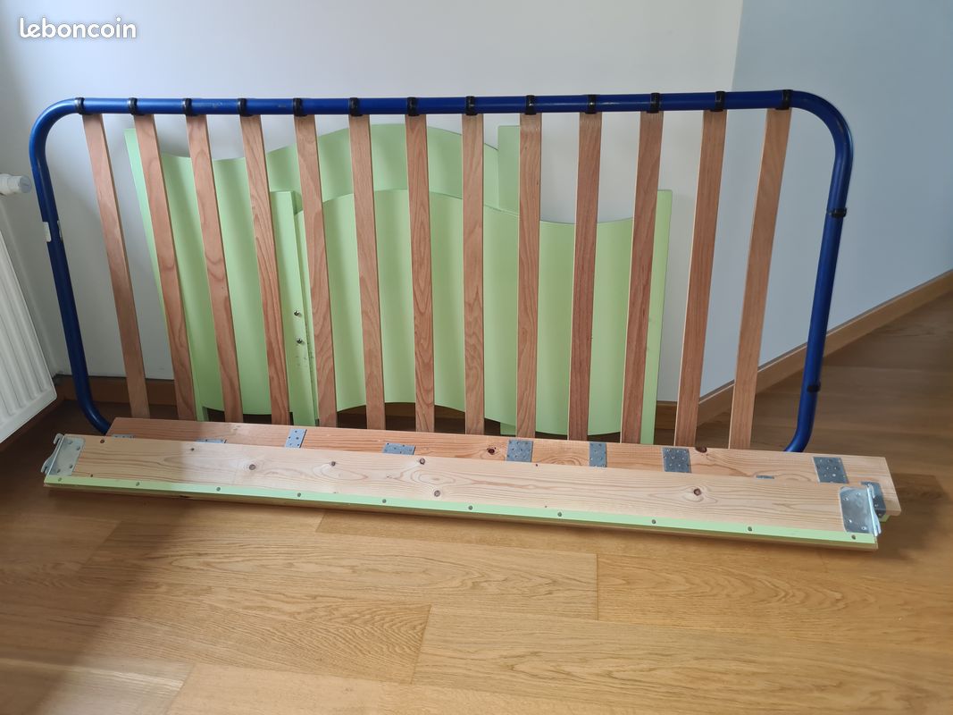 Lit avec sommier à lattes 90x190 - pour enfant - Bon état - vert clair (image 2)