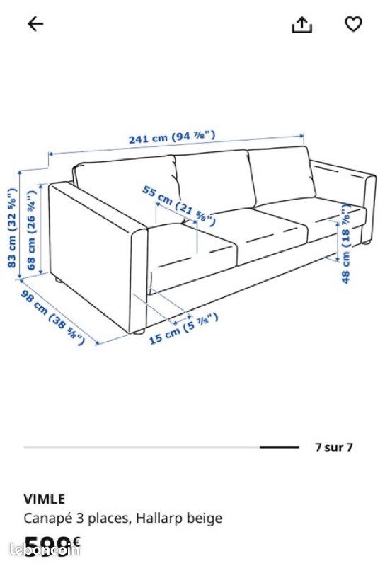 Canapé beige VIMLE IKEA (image 6)