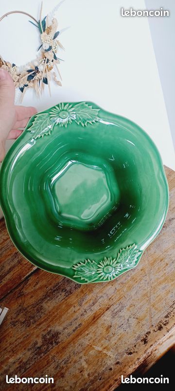 Saladier En Faïence Craquelée Charolles – Vert Pâle, Vintage Et Rare, France