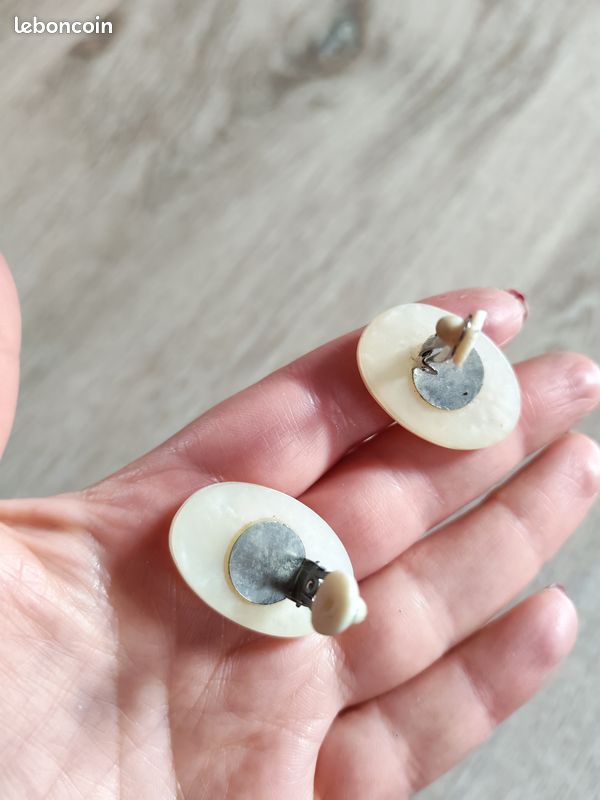BIJOU VINTAGE - Paire De Boucle D'oreille Dore Forme Croissant
