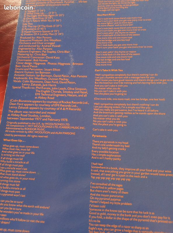 33t Alan Parsons project PYRAMID 1978. TBE (image 3)