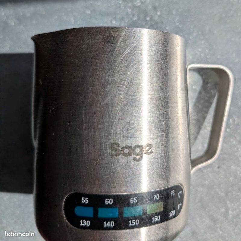 Accessoire Café Latte Art Pot à Lait Sage Avec Thermomètre Intégré - 0.48L Acier Inoxydable Pour Latte Art Thermomètre Intégré Lait