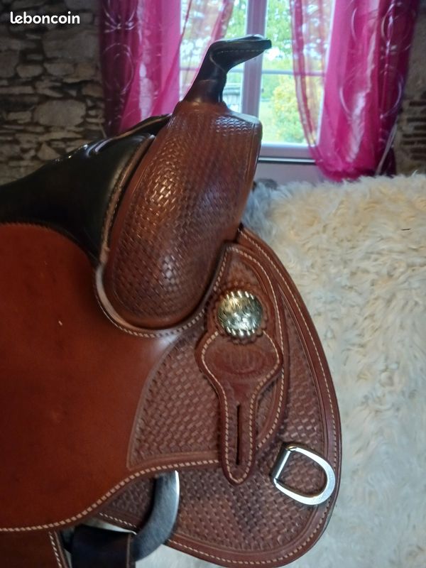 Selle Western Vintage Eamor Canada - Cuir Marron - Taille 15,5" - Très Bon État