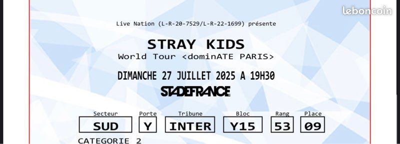 Stray kids 2025 - Billetterie