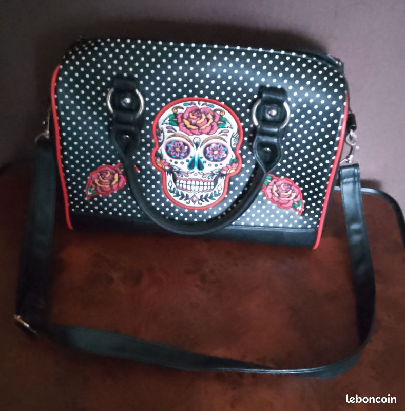 Porte-Chequier Tête De Mort Mexicaine Cuir Noir - Maroquinerie Syl'la Femme Homme