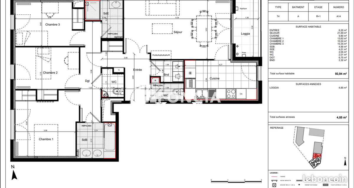Appartement 4 pièces 94 m² · à Évry-Courcouronnes · 94 m² · 1 244 €/mois