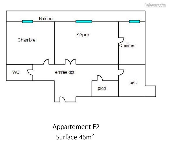 Appartement 2 pièces 46 m² · à Perpignan · 46 m² · 90 000 €