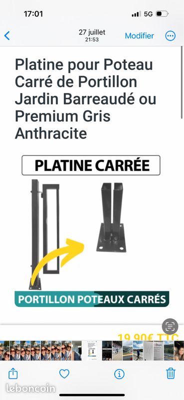Platine pour poteau (image 1)