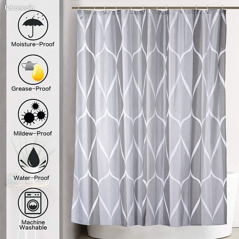 Rideau de douche neuf 180 x 180 cm (image 2)