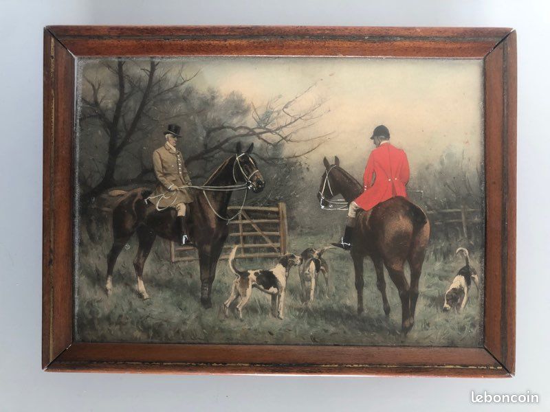 Gravure ancienne originale de la chasse au renard en Angleterre, 1817 - En vente sur France