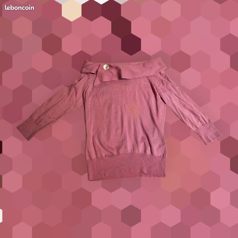 Pull Femme Banana Republic Laine Mérinos - Rouge - Taille PM - Occasion Très Bon état