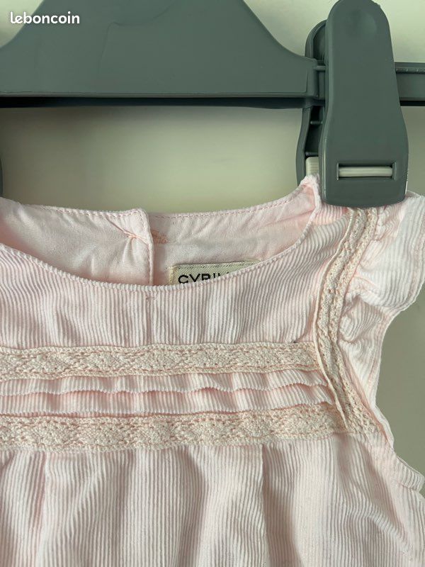 Salopette en velours rose coton fille 6 mois Cyrillus (image 5)