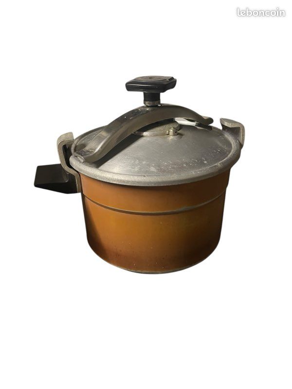 ANCIENNE COCOTTE MINUTE SEB ALU 1980 6 LITRES TBE MARRON