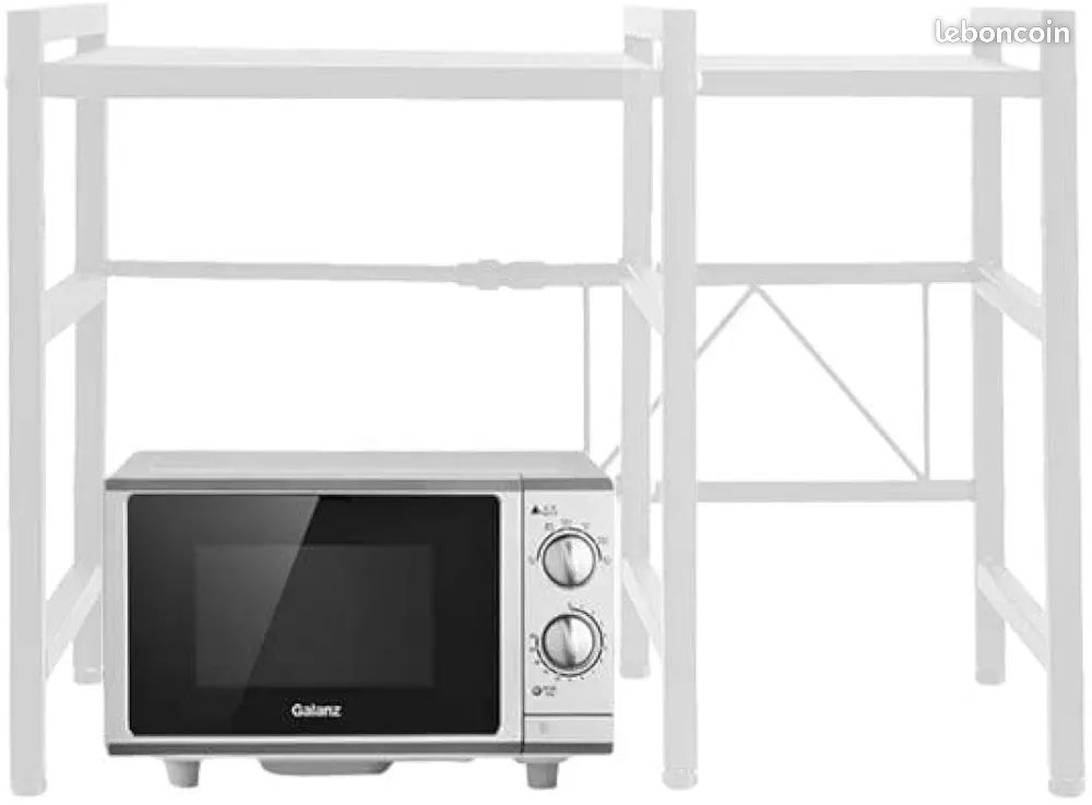 Étagère à Micro-ondes En Métal Avec Crochets - 57x38x38cm, Support Four, Grille - Gain De Place Sur Plan De Travail