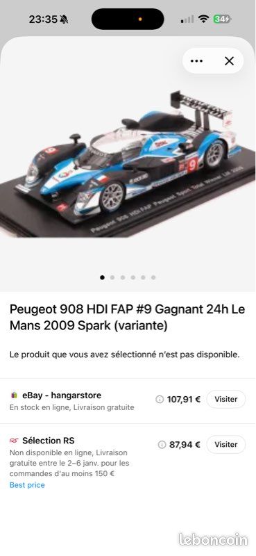 OPO 10-1/43 Miniature car Compatible with Peugeot 908 HDI FAP - Wurz-Brabham-Gené - 2009 - LE Mans LM012