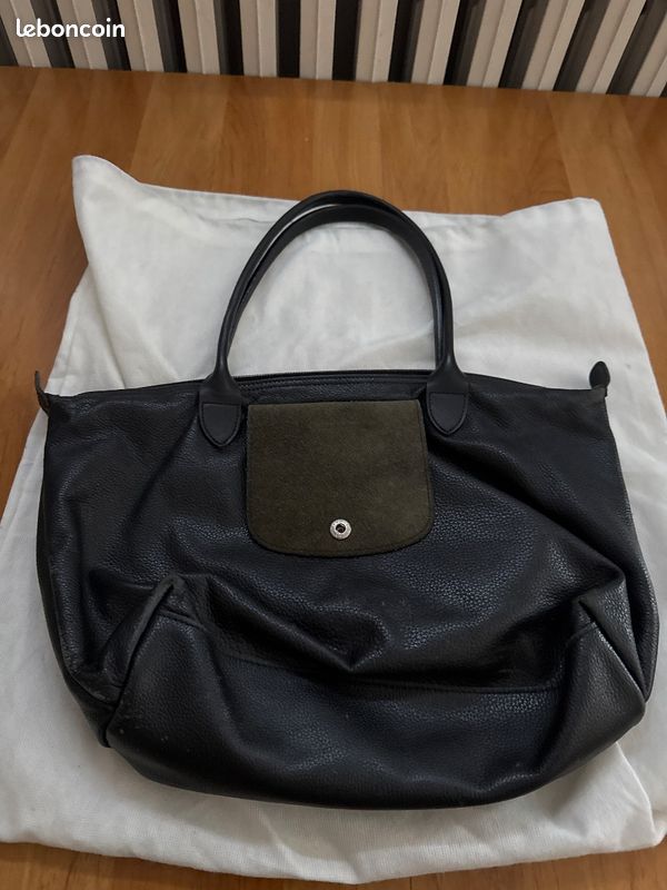 Sac Longchamp Le Pliage Cuir noir authentique - Tres bon etat avec pochette (image 3)