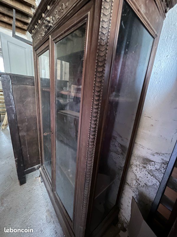 Meuble vitrine en bois XIXe (image 5)