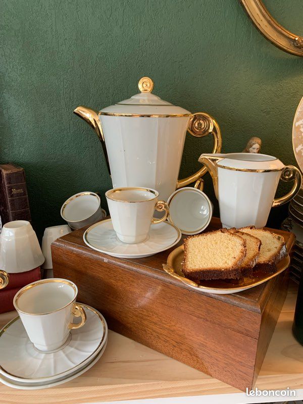 Service à Café Et Thé Style Maison De Campagne – 15 Pièces – Porcelaine Blanche – Neuf