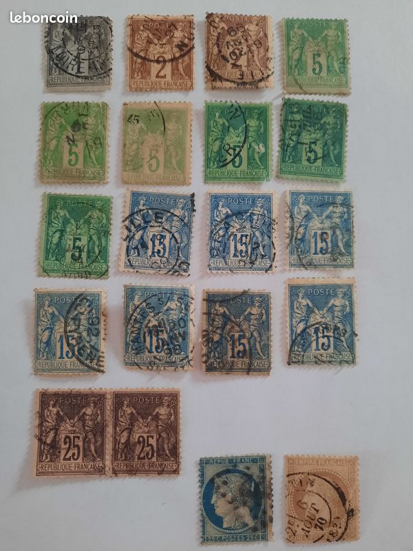 Lot 20 timbres français d'avant 1900 (image 1)