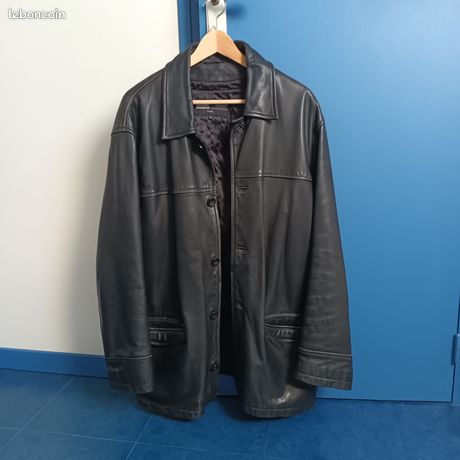 Veste En Cuir Noire Vintage Samuel Chorbadjian, Taille XL (EU 52), Perfecto Biker