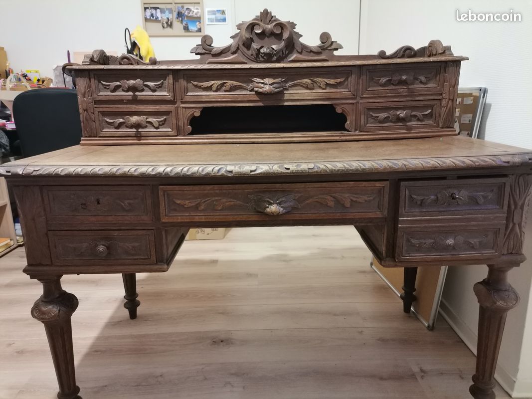 Bureau ancien à gradin en chêne – fin XIXᵉ siècle – très bon état (image 1)