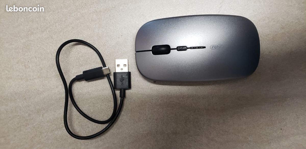 Souris Sans Fil Rechargeable INPHIC - Mince, Silencieuse, 1600 DPI, Niveau Batterie Visible