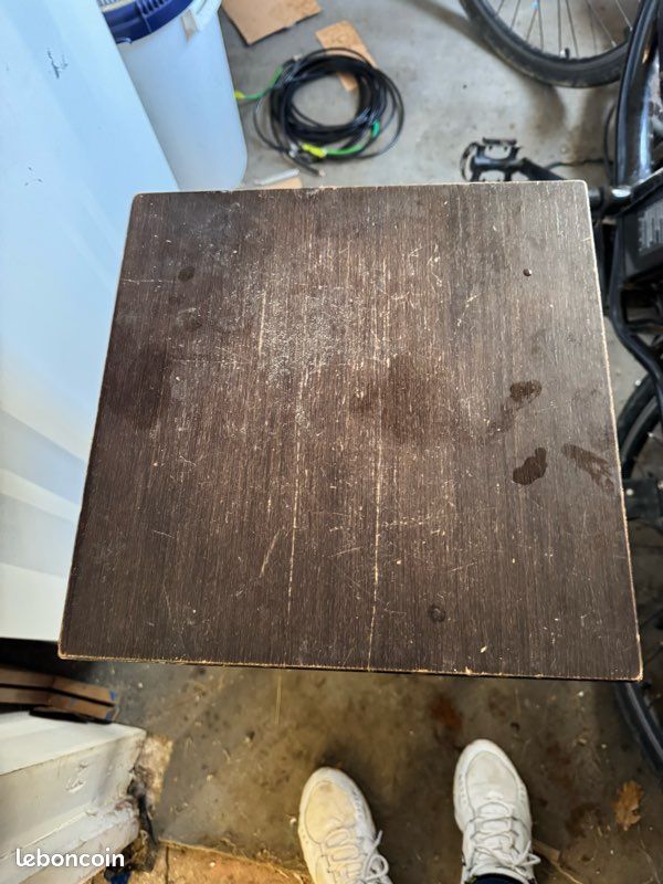 2 tabourets inox et bois massif lourd design (image 8)
