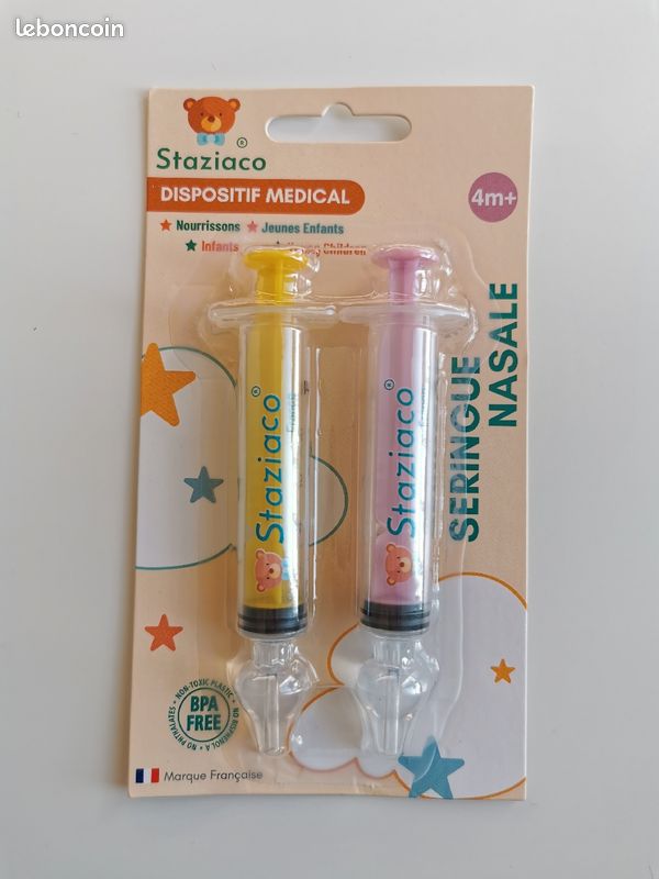 Seringue nasale mouche bébé rose jaune et blanche (image 3)